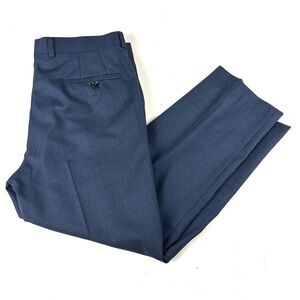 Ted Baker London Jarrett Dress Pant Mens 35 X 28 Dark Blue 100% Wool Flat Front